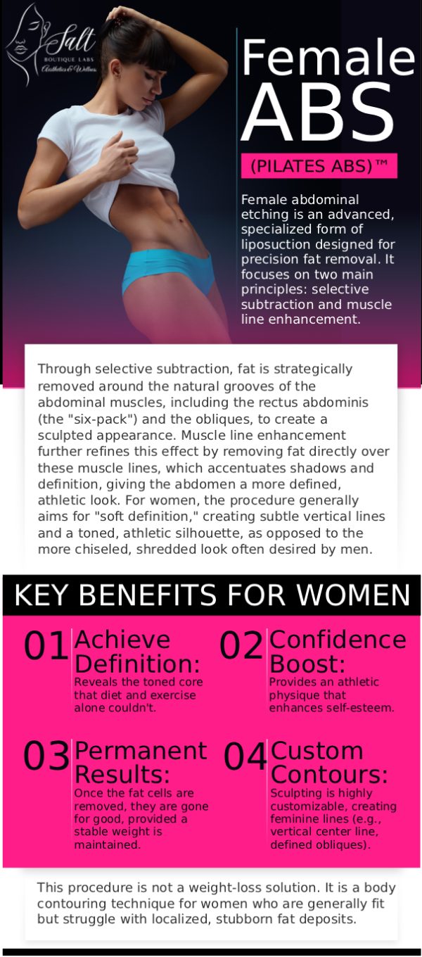 At Salt Boutique Labs Aesthetic and Wellness, Dr. Reina Barrett-Baas, DNP, offers personalized abdominal sculpting treatments designed to help you achieve the defined six-pack abs you desire. Using advanced non-invasive techniques, Dr. Barrett-Baas tailors each treatment to target stubborn abdominal fat and enhance muscle definition. For more information, contact us or request an appointment online. We are located at 70 East Main Street, Wappingers Falls, NY 12590. At Salt Boutique Labs Aesthetic and Wellness, Dr. Reina Barrett-Baas, DNP, offers personalized abdominal sculpting treatments designed to help you achieve the defined six-pack abs you desire. Using advanced non-invasive techniques, Dr. Barrett-Baas tailors each treatment to target stubborn abdominal fat and enhance muscle definition. For more information, contact us or request an appointment online. We are located at 70 East Main Street, Wappingers Falls, NY 12590.
